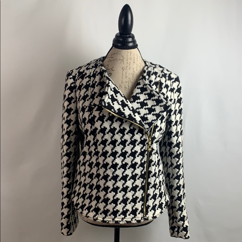 QMackChanel Inspired Houndstooth Moto Jacket